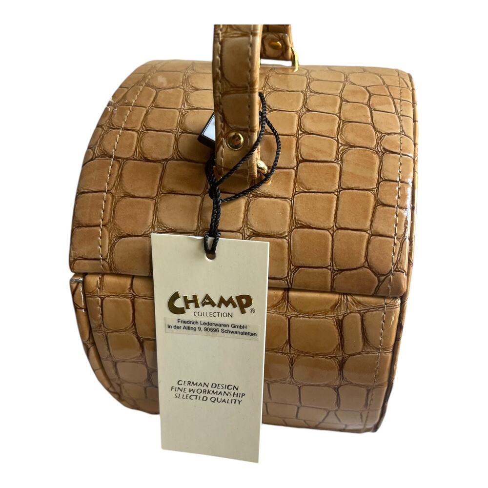 Champ Tan Crocodile Embossed Faux Leather Jewelry Travel Case Purse NWT - Picture 9 of 11